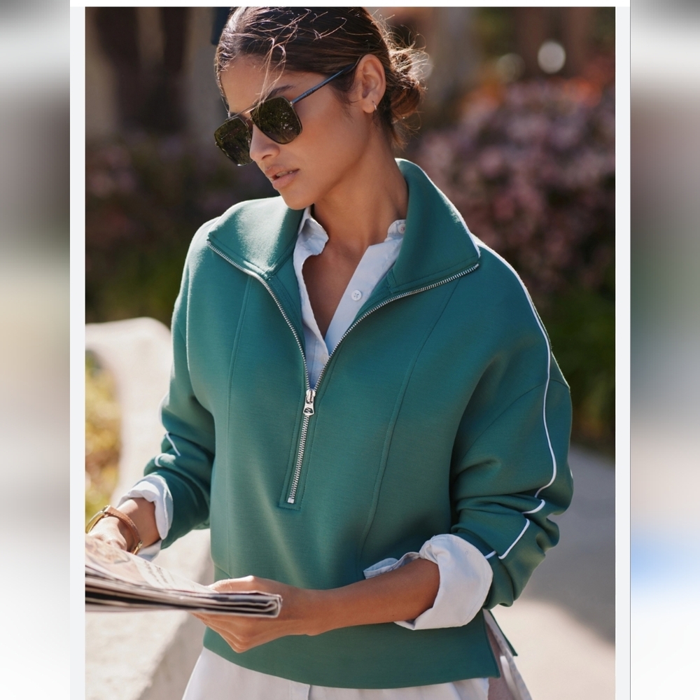 Varley Davenport Green Half-Zip Sweater